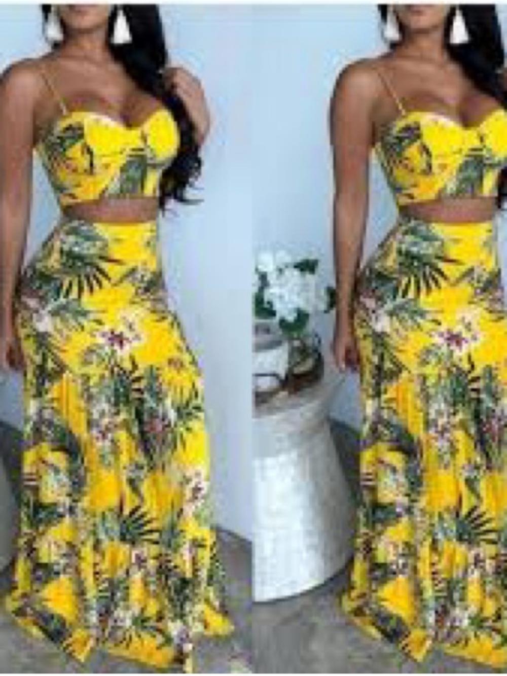 Fashion Nova Yellow Tropical Floral Maxi Skirt - Picture 9 of 9